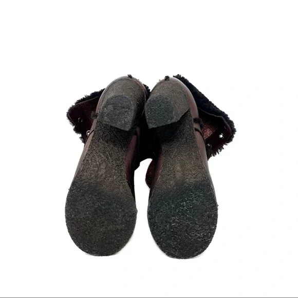 FENDI Vintage Metallic Leather Shearling Boots - Picture 7 of 8